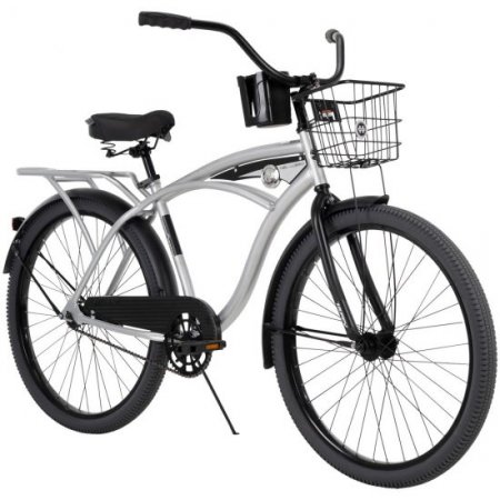 Huffy 26 In. Nel Lusso Men’s Beach Cruiser Bike, Silver