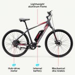 Schwinn Armature Electric Bike, 8 Speeds, 700c Wheels, LG Frame, Black / Red