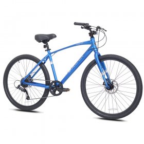 Kent Bicycles 27.5 In. Wanderer Men's Aluminum All-Terrain Bike with Dual Disc Brakes and 9 Speeds, Blue