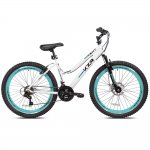 Kent Bicycle 26 In. KZR Mountain Women's Bike, White and Teal Rim