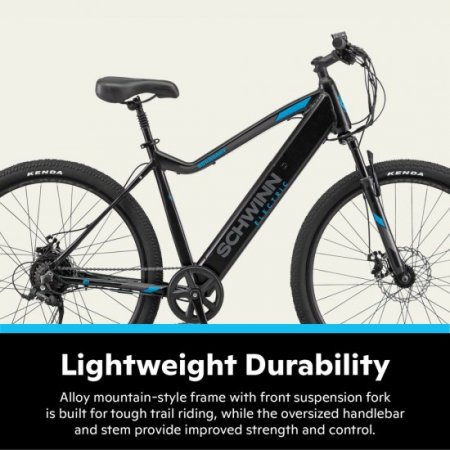 Schwinn Boundary ELECTRIC Mountain Bike, 29-Inch Wheels, 7 Speeds, 250-Watt Pedal Assist Motor, Black