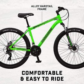 Mongoose Switchback Trail Adult Mountain Bike, 21 Speeds, 27.5-Inch Wheels, Mens Aluminum Medium Frame, Neon Green