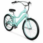 Hyper Bicycles Electric Bicycle Pedal Assist Woman's Cruiser, 26 In. Wheels, Turquoise