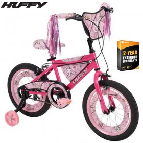 Huffy 21450 True Timber Kids' Bike, 16-inch - Pink Real Tree Camo Bundle with 2 YR CPS Enhanced Protection Pack