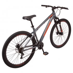 Mongoose Durham mountain bike, 21 speeds, 29-inch wheels, gray, mens style