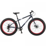 26" Mongoose Dolomite Men's 7-speed Fat Tire Mountain Bike, Navy Blue/Red