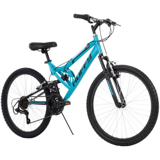 Huffy 24\" Trail Runner Girls Full Suspension Mountain Bike, Teal Blue