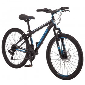 Mongoose Excursion mountain bike, 24-inch wheel, 21 speeds, boys, black