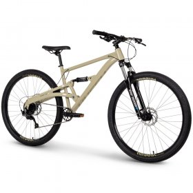 Huffy Amara 29-inch 9-Speed Aluminum Dual Suspension Mountain Bicycle for Men, Tan
