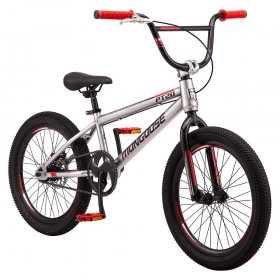 Mongoose PT20 BMX 20 in. Kids Bike, Single Speed, Boys, Silver / Black