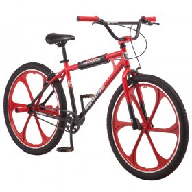 Mongoose 26 In. Grudge Mag BMX Freestyle Bike, Single Speed, Red / Black