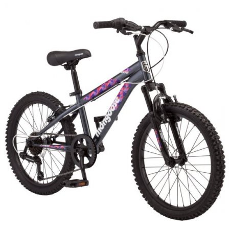 Mongoose Byte 20 in. MTB, 7 Speeds, Girls, Ages 6 +, Dark Grey Multi