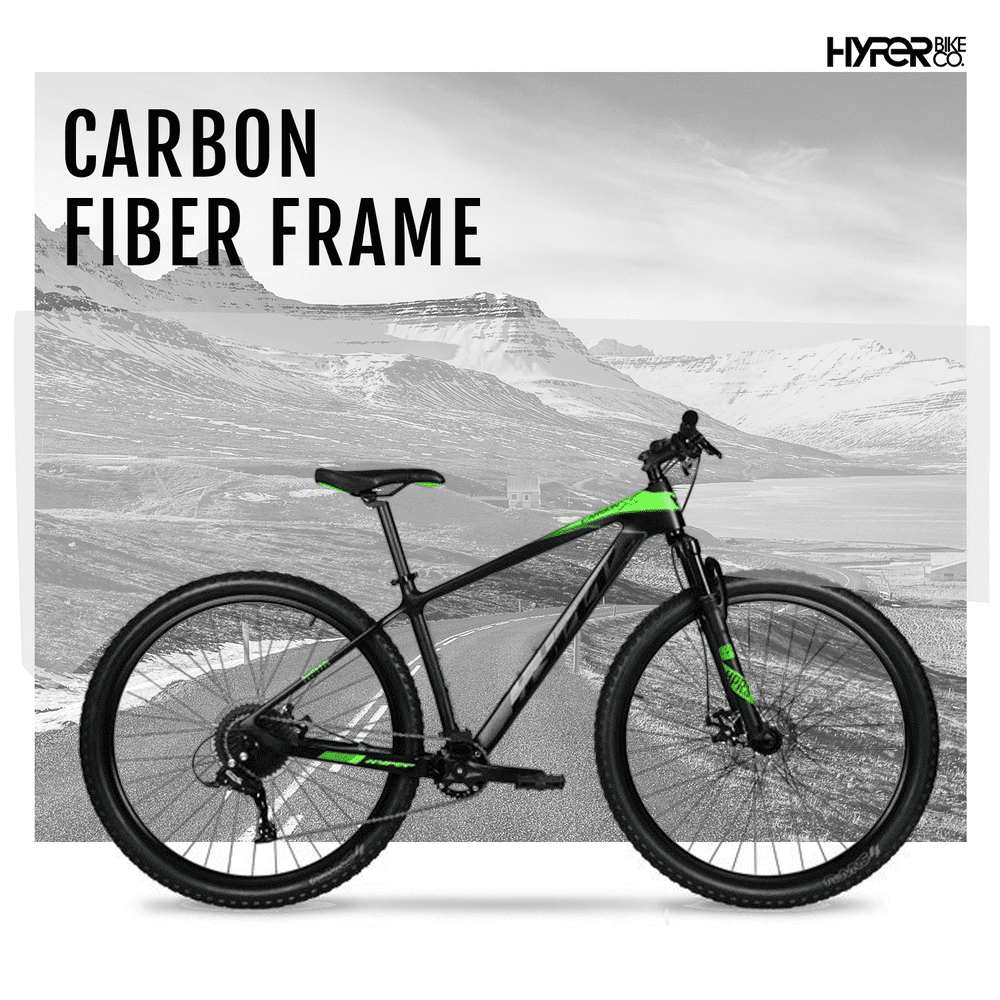 Hyper 29" Carbon Fiber Men's Mountain Bike, Black/Green