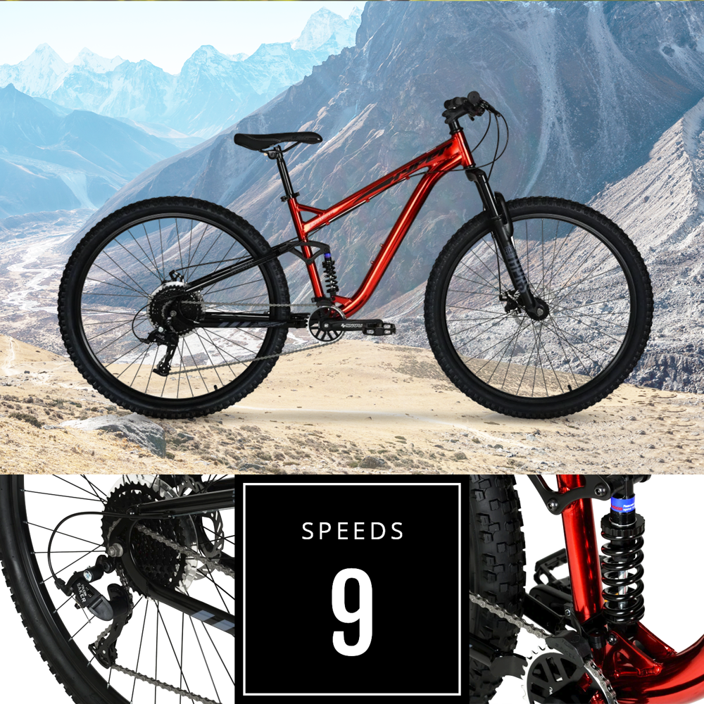 Hyper Bicycle Men's 29 In. Explorer Dual Suspension Mountain Bike, Red